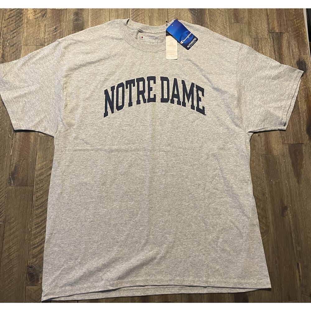 Notre Dame Fighting Irish Champion Spell Out T-Shirt (XL) New w/ Tags! Gray - Picture 3 of 10